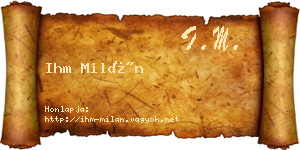 Ihm Milán névjegykártya